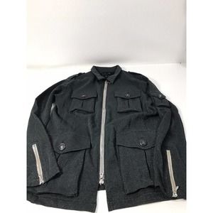 SMO Designer Military Style Jacket Sz M Made in Japan Riri zipper Black Metallic